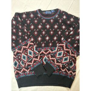 Vintage Acrylic Sweater Men's Size Large Black Cambridge Classics